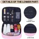 Double Layer Makeup Bag Portable Large Cosmetic Case Organizer with Adjustable Dividers Storage Travel Bag for Accessories Brushes Conditioner and Skin Care Products (Pink)