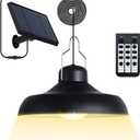 Solar Pendant Light Outdoor - Solar Shed Light Indoor 3000K 4500K 6500K with Remote Control Outdoor Lights,IP65 Waterproof Solar Indoor Lights for Garden,Chicken Coop,Gazebo,Barn