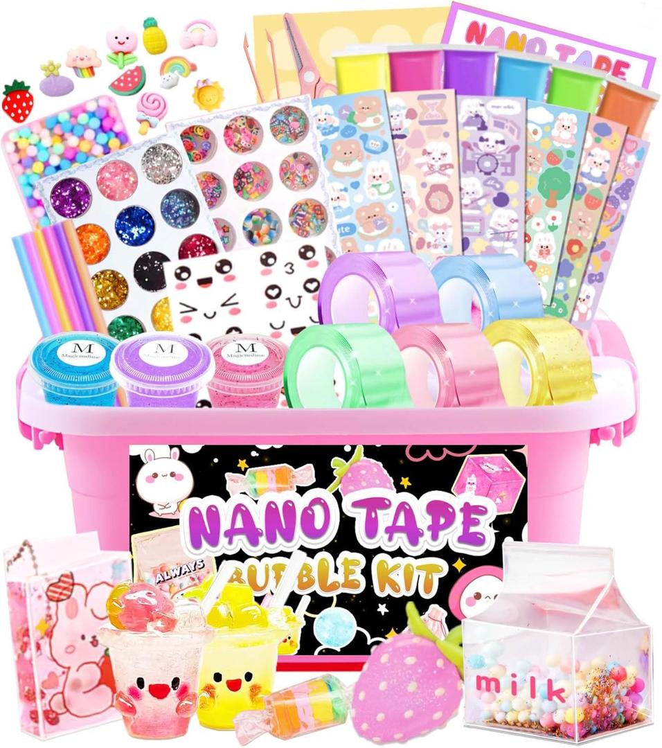 ZiZa Nano Tape Bubble Kit for Kids, Nano Tape Squishy Maker Making Kit, Birthday Arts and Crafts Toys Gifts for Girls, Kids Toys for Girls 4-6 6-8 7-8 8-10 10-12