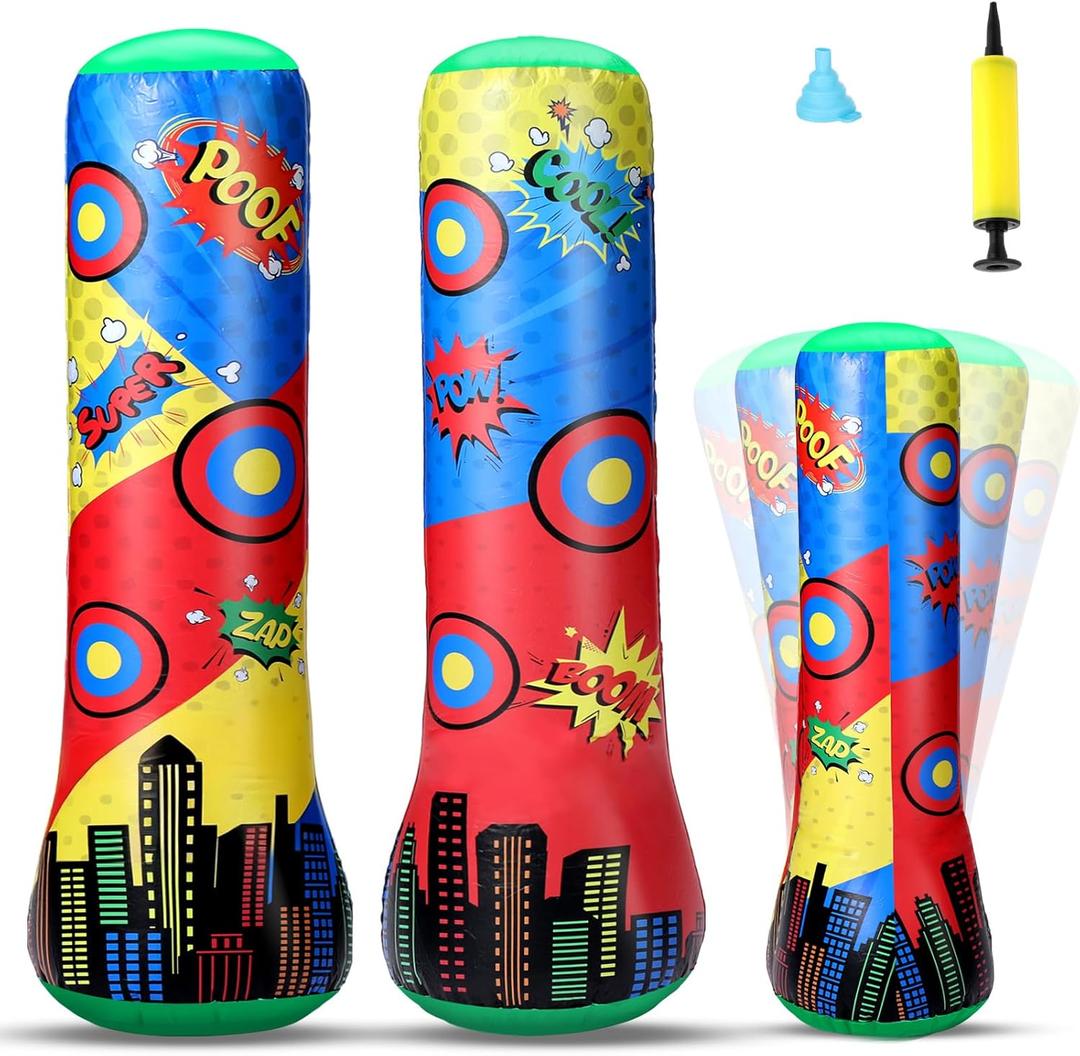 Jenaai Punching Bag 47 Inches Inflatable Bopper Punching Bag with Bounce-Back Action Sport Bop Bopper for Practicing Karate Taekwondo