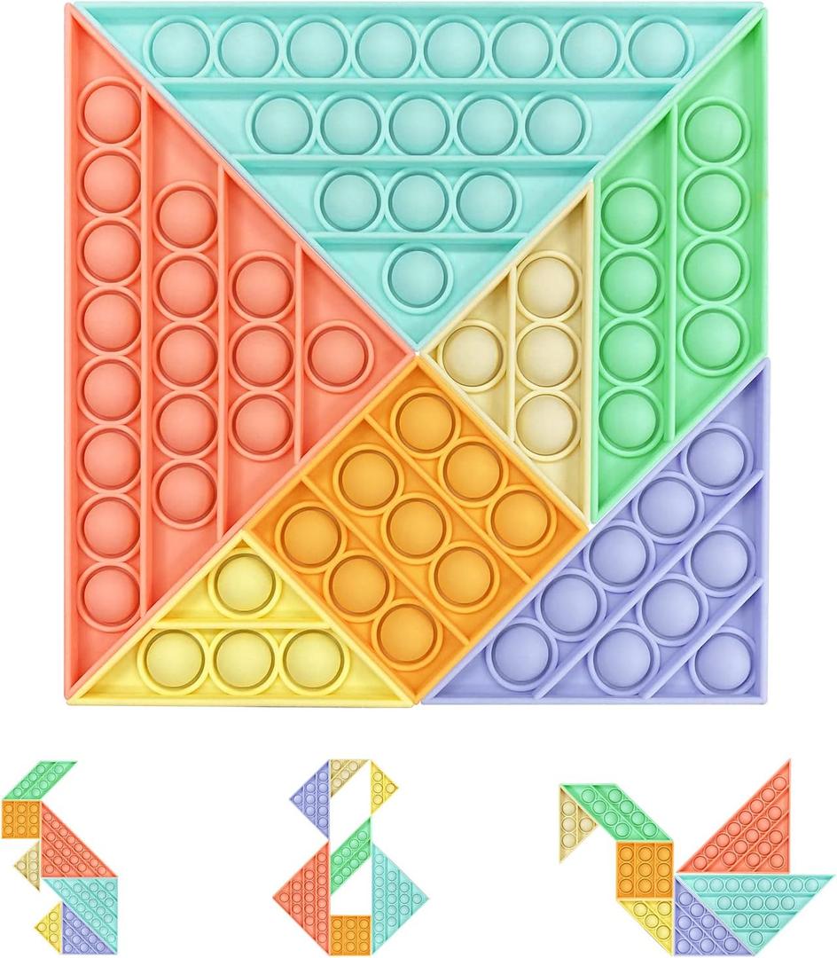 Bammax Tangram Puzzle Popper Sensory Toys, Stress and Anxiety Relief Toy for All Ages