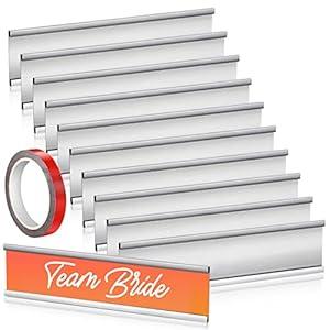 Leifide Aluminum Name Plate Holder 2" x 8" Wall Mount Office Door Name Plate Holder and Double Sided Tape for Meeting Room, Office, Business, Reminding Area, Desk(12 Pack)