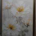 3 Pack Modern Framed White Daisy Floral Wall Art – Natural Beige Watercolor Wildflower Canvas Paintings – Elegant and Soft Floral Botanical Wall Decor for the Living Room