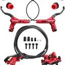 Zoom HB876E Hydraulic Disc Brakes Set 4-Pistons E-Bike Electric Power-OffHydraulic Brake Set for eBike, Mountain Bike, Road Bike (Red)