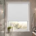 HESTIA No Drill Cordless Blackout Roller Shades Screwless Waterproof Shower Window Blinds, Auto-Retraction Easy Install Blind for Bathroom/Kitchen/Office/Exterior, White, 20" W x 72" H