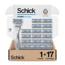 Schick Hydro Dry Skin Razors for Men | 5-Blade Mens Razors for Shaving, 1 Mens Razor Handle with 17 Razor Blades Refills (Black)