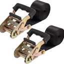 Endless Ratchet Tie Down Straps Heavy Duty Cargo Tie Downs, Sturdy Nylon Black Strap Down Ratcheting Securing Straps, Track Spring Fittings, Tie-Down Motorcycles, Trailer Loads, Kayak (2"x10'-2pcs black)