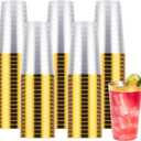 Goodluck 100PCS 14oz Gold Plastic Cups for Party, Disposable Gold Rim Cups, Plastic Cocktail Glasses for Wedding Thanksgiving, Christmas, and Parties