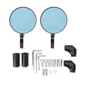 Motorcycle Bar End Mirrors Round Handlebar Rearview Side Mirror Anti Glare Blue Mirror Universal Fits for M8 M10 Mirror Holders CB1000R CB1300 CB600F Hornat (Matte Black