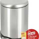 GLAD Small Trash Can, 1.2 Gallon | Round Stainless Steel Garbage Bin with Soft Close Lid & Step Foot Pedal | Metal Waste Basket with Removable Inner Bucket, Stainless