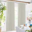 SimpleHome Cream Linen 100% Blackout Curtains for Living Room,84 Inch Length Farmhouse Back Tab Textured Curtains for Bedroom,2 Panels,52" W x 84" L