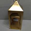 Hosley Set of 2 Modern Metal Lanterns, Gold, for Farmhouse Decor Ideal for Modern Farmhouse Decor, Home Decor Living Room, Parties, Weddings, Aromatherapy, Gifts