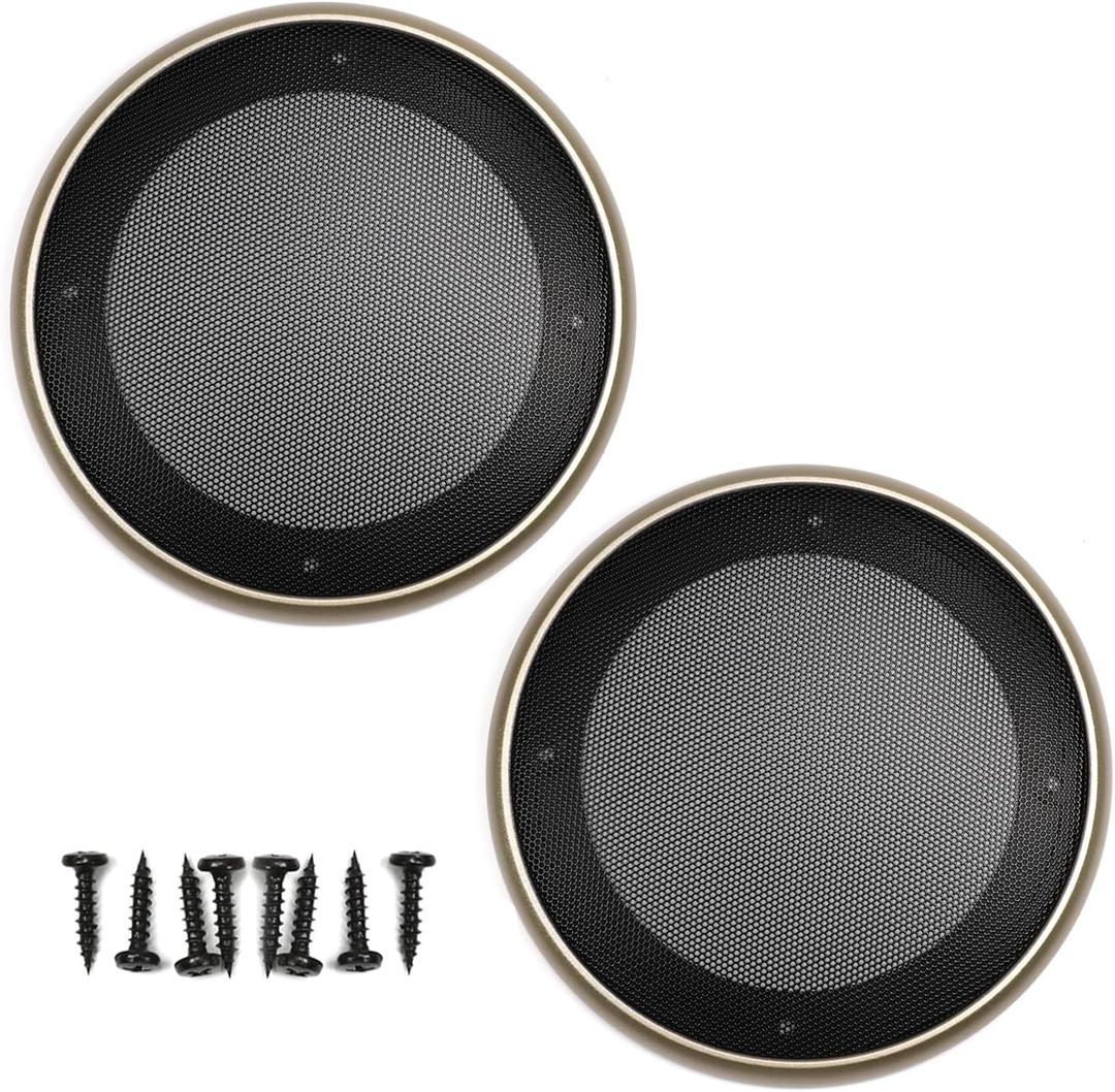 Fielect 2Pcs 5" Speaker Grill Cover Mesh Decorative Circle Woofer Guard Protector Cover Audio Accessories Gold with 8 Screws