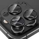 Tensea for iPhone 16 Pro/iPhone 16 Pro Max/iPhone 15 Pro/iPhone 15 Pro Max Camera Lens Protector, Metal Aluminum Alloy Tempered Glass Cover Camera Screen Protector Accessories, Case Friendly (Black Titanium)