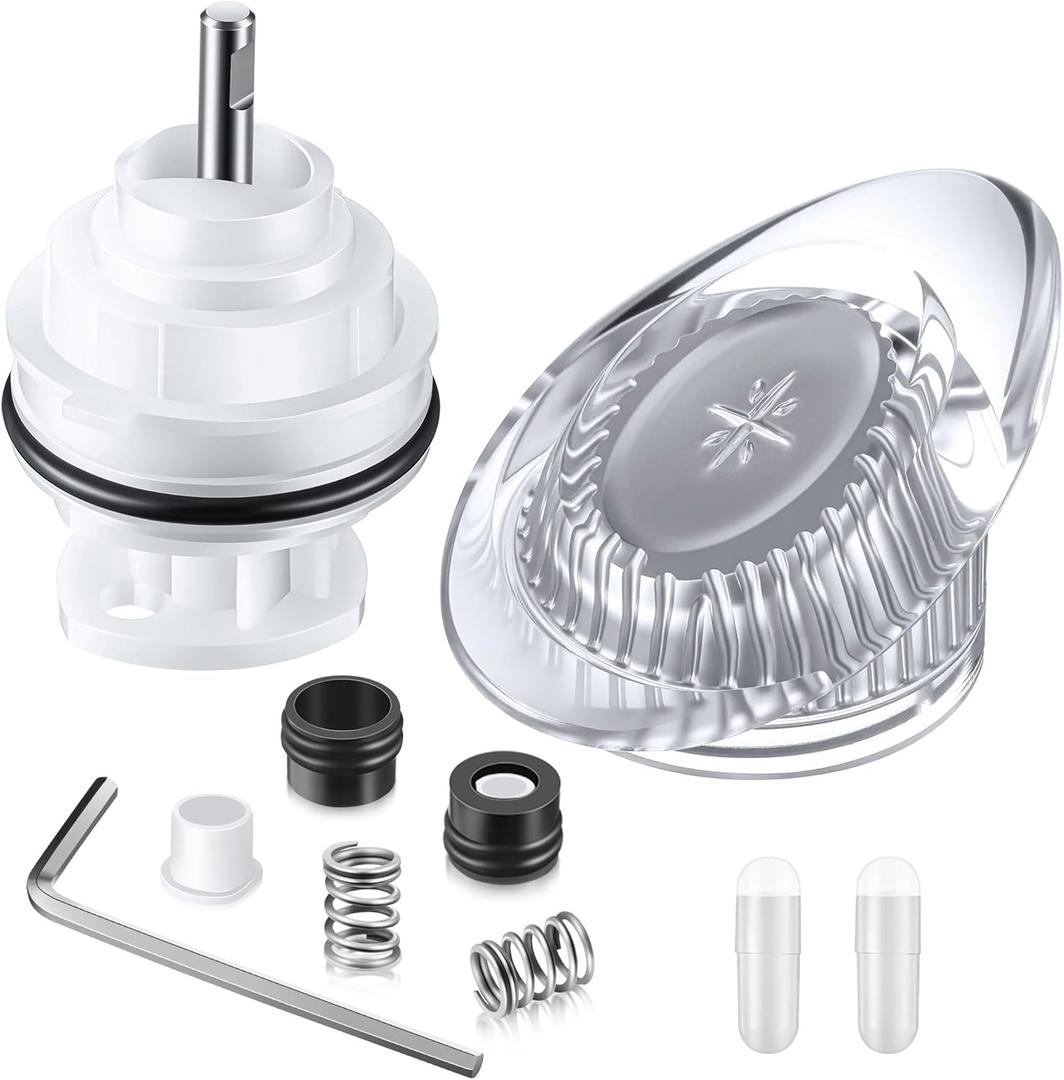 Enhon Shower Faucet Repair Kit, Shower Cartridge Replacement Compatible with Valley V-6680 V-7700/01, Single Handle Replacement Compatible with Valley/Danco V6679 88379 (Acrylic Teardrop Handle)