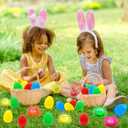 8 Pack Jumbo 4" Easter Eggs Filled with LED Puffer Balls, Light Up Squeeze Spiky Toys for Kids Stress Relief, Glow in The Dark for Easter Hunt Basket Stuffers Party Favors