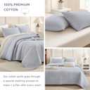 Sanracie Cotton Oversized King Bedspread(128"x120"), Cornflower Blue Soft Stonewashed Extra Large Wide Oversized Quilt Set Cross Stitch Lightweight Crinkle Coverlet Set 3Pcs for All Season