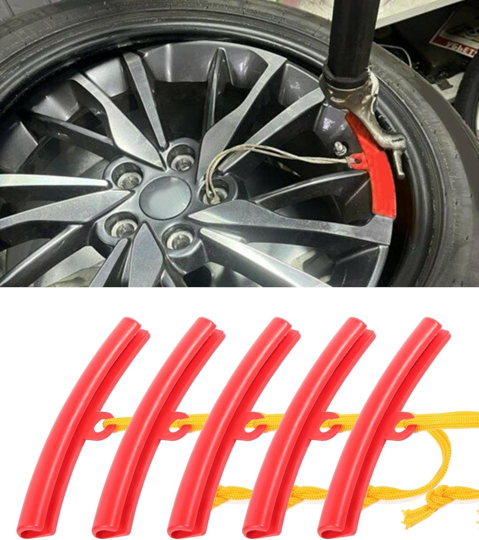 Pack of 5 Rim Protector, Wheel Rim Protector, Car Accessories Wheel Protectors Rim, Car Tire Changing Rim Protector, Tire Replacement Rim Edge Protector Tool, Wheel Changing Rim Savers for Car (Red)