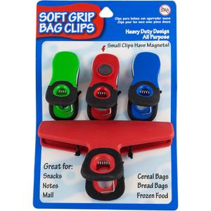 Items 4U! Soft Grip Bag Clips, Assorted Sizes, Assorted Colors, 1-Pack (4 Clips in total)