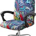 Smiry Stretch Printed Office Computer Chair Covers, Universal Desk Rotating Chair Slipcovers Removable Washable, Soft Fit Anti-Dust Spandex Protector Cover with Zipper, Blue Green