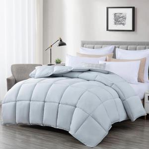 Chezmoi Collection All Season Oversized King Size Down Alternative Comforter - Plush Microfiber Fill - Box Stitch Quilted - Duvet Insert with Corner Tabs (Oversized King, Silver Gray)