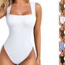 Commencu Bodysuit, Sleeveless Tummy Control Tank Tops Bodysuits, Sexy Bodysuit for Women, Large
