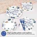 96 Pcs Blueberry Baby Shower Decorations Berry Paper Plates and Napkins A Berry Baby Is On The Way Tableware Set for Baby Shower Blueberry Fruit Themed Party Supplies, Serves 24