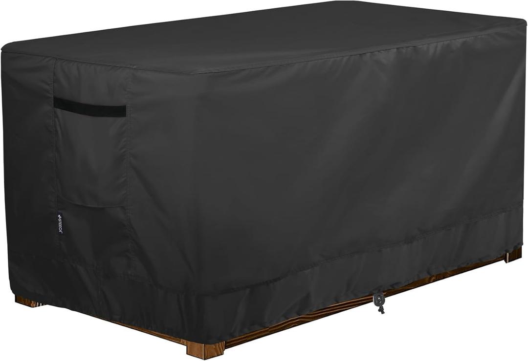 Patio Deck Box Cover Waterproof Outdoor Rectangular Storage Bench Cover 52L x 28W x 26H inch, Black