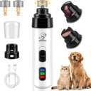 PleySyncz Silent Dog Nail Grinder, Cordless Grooming Pro Nail Grinder, USB Rechargeable Pet Nail Grinder, Painless Paws Grooming for Small Medium Large Dogs & Cats (2 Replacement Heads)