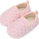 Scurtain Unisex Kids Toddler Slippers (5.5-6 Toddler, Pink/Diamond Shape)