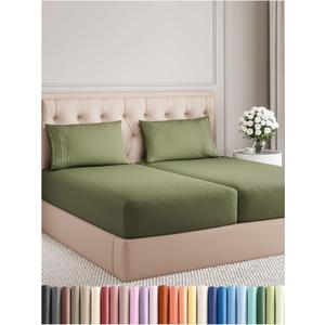 Split King Size 5 Piece Sheet Set - Comfy Breathable & Cooling Bed Sheets Set - Hotel Luxury Bedding for Women, Men, Kids, Teens, Boys & Girls - Deep Pockets and Wrinkle Free - Oeko-Tex - Sage Green
