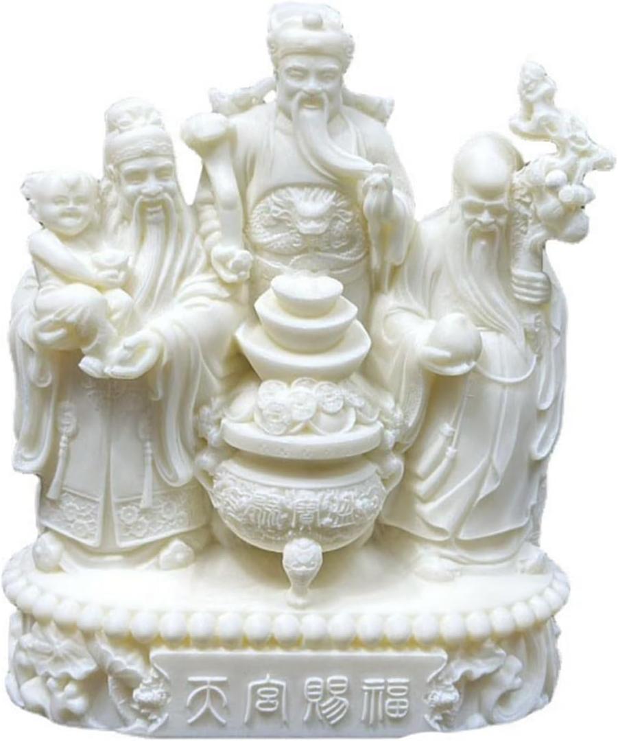 oarehol Fu Lu Shou Statues, Chinese Lucky God Fuk LUK Sau Statue Home Office Decor, Feng Shui Three Gods for Happiness, Wealth and Longevity Housewarming Gifts