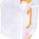 SIXRUN Plastic Storage Bin with Latching Buckles, Clear, Medium, Portable Handle, Heavy Duty Container with Lid (13.77"L x 10.23"W x 6.29"H)