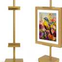 Adjustable Tabletop Easel Stand, Picture Easels for Display Up to 17" H, Gold Metal Picture Frame Holder Stand Table for Art, Photo (1 Pack)