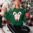 Christmas Sweatshirts Women Candy Canes Graphic Sweatshirt Vintage Xmas Long Sleeve Shirt Pullover Tops (Small)