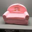 Unicorn Kids Sofa Bed with Removable Washable Cover & Hook and Loop Backrest  Foldable Toddler Chair, Cozy Crystal Velvet Furniture for Playtime, Naps & Travel (Pink, Unicorn Design)