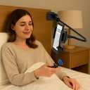 Kindle Holder with Remote Page Turner - Read in Bed Without Blocking Text or Adjusting Margins - Reduce Neck Strain - Quiet Page Turning for Kindle, iPad, iPhone