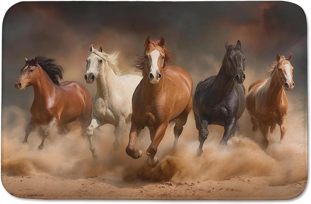 Horses Running Bathroom Rugs 24x16 Inches, 24"x16"x0.5"