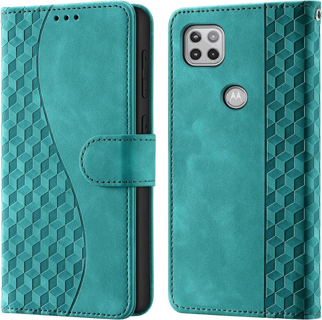 for Motorola Moto G 5G / One 5G Ace Wallet Case with Card Holder, RFID Blocking Credit Slots Kickstand Shockproof Phone Cover Fit for Moto One 5G UW ace Phone Case Turquoise