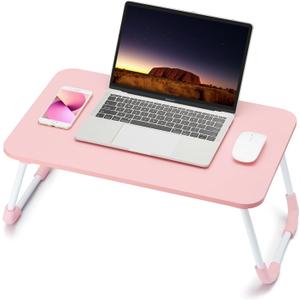 Ruxury Folding Lap Desk Laptop Stand Bed Desk Table Tray, Breakfast Serving Tray, Portable & Lightweight Mini Table for Sofa Couch Floor - Pink (Large)