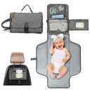 3 x Portable Changing Pad for Baby - Memory Foam Diaper Changing Mat with Wipes Pocket, Waterproof PEVA & Easy Clean - Compact Fold, Stroller & Shoulder Strap - Travel Diaper Clutch for Newborn