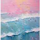 2Pcs Pink Blue Beachy Wall Art Summer Coastal Surf Posters Prints Preppy Beach Aesthetic Wall Decor Picture Girly Dorm Apartment Decoration Unframed 12x16in