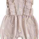 FOCUSNORM Newborn Baby Girl Summer Clothes Daisy Flying Sleeve Jumpsuit Romper Ruffle Onesie Infant Outfit 3 6 12 18 Months