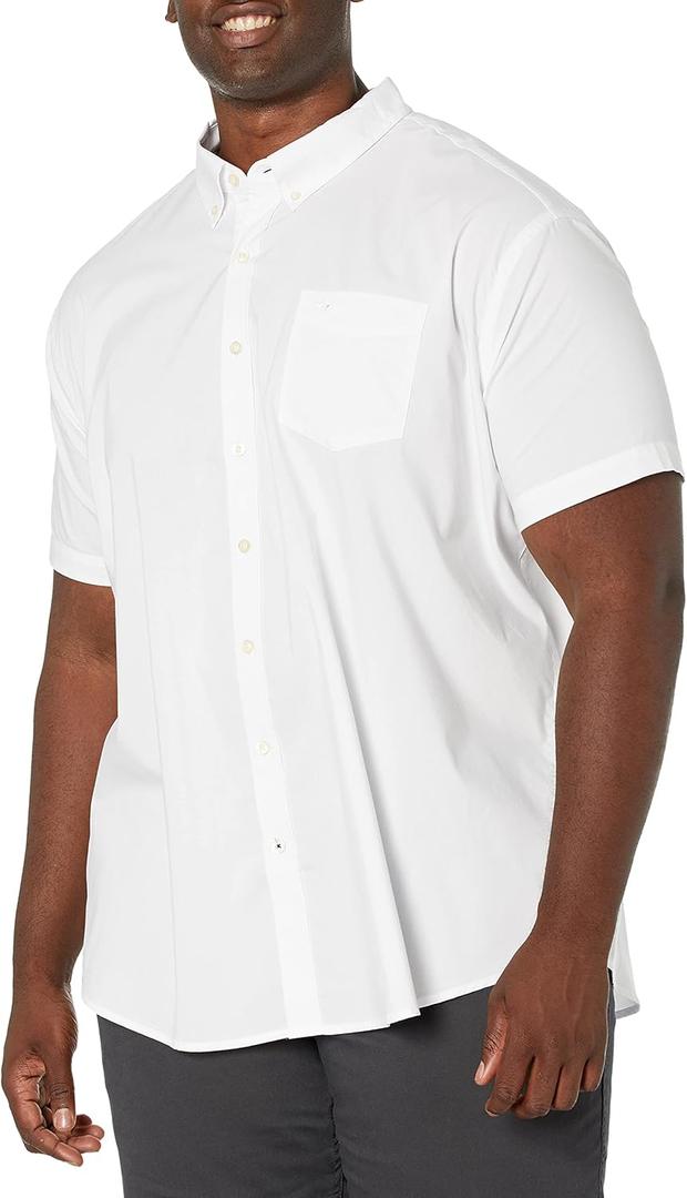 Dockers Men's Supreme Flex Long Sleeve Button Up Shirt, Large tall