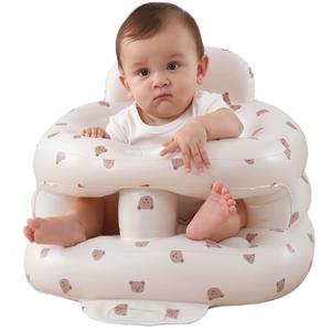 Inflatable Baby Seat for Babies 3-36 Months, Built in Air Pump Baby Chair Sit Me up Floor Seat for Baby, Bumbo Seat for Learning to Sit, Feeding, Camping (Surround-Bear)