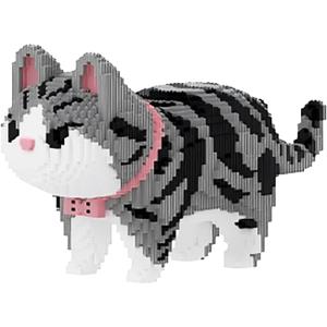 British Shorthair Building Blocks (10500 PCS) | British Shorthair Display Model | Micro 3D Animal Building Blocks | Playful Design for Adults & Kids | Idea for Home & Office Decor (Large, Black and White)