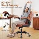Leather Office Chair, Upgraded Double-Layer Seat Cushion and Neckrest PU Computer Desk Chairs, 360Swivel, Ergonomic Small Gaming Chair with Wheels and Adjustable Armrests for Short People, Brown