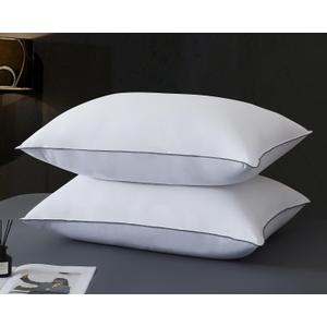 WhatsBedding Goose Down Pillows Queen Size Set of 2, Luxury Hotel Bed Pillows for Deep Sleep, Fluffy Soft Feather Down Pillow for Back, Stomach or Side Sleepers, 20" x 30"