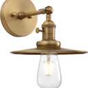 Phansthy Industrial 1-Light Wall Sconces, Vintage Wall Light Fixture with 7.9" Crafted Metal Shade, Bathroom Vanity Light with on Off Switch, Wall Lamp for Bedroom Living Room Kitchen (Antique)