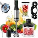 1200W Immersion Blender Handheld, 5-in-1 Variable Speed Emulsifier Hand Blender Stick with Whisk Chopper Milk Frother Mixing Cup and Storage Rack for Kitchen Soup, Purees, Baby Food and Smoothies